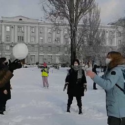 В Курске участники несанкционированной акции 31 января предпочли играть в снежки