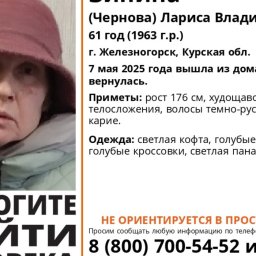 В Курской области пропала 61-летняя пенсионерка из Железногорска В Курской области пропала 61-летняя пенсионерка из Железногорска