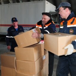 Сотрудники МЧС доставили в Курскую область 50 тонн мясных консервов